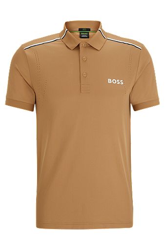 BOSS x Matteo Berrettini slim-fit polo shirt with signature stripes, Beige
