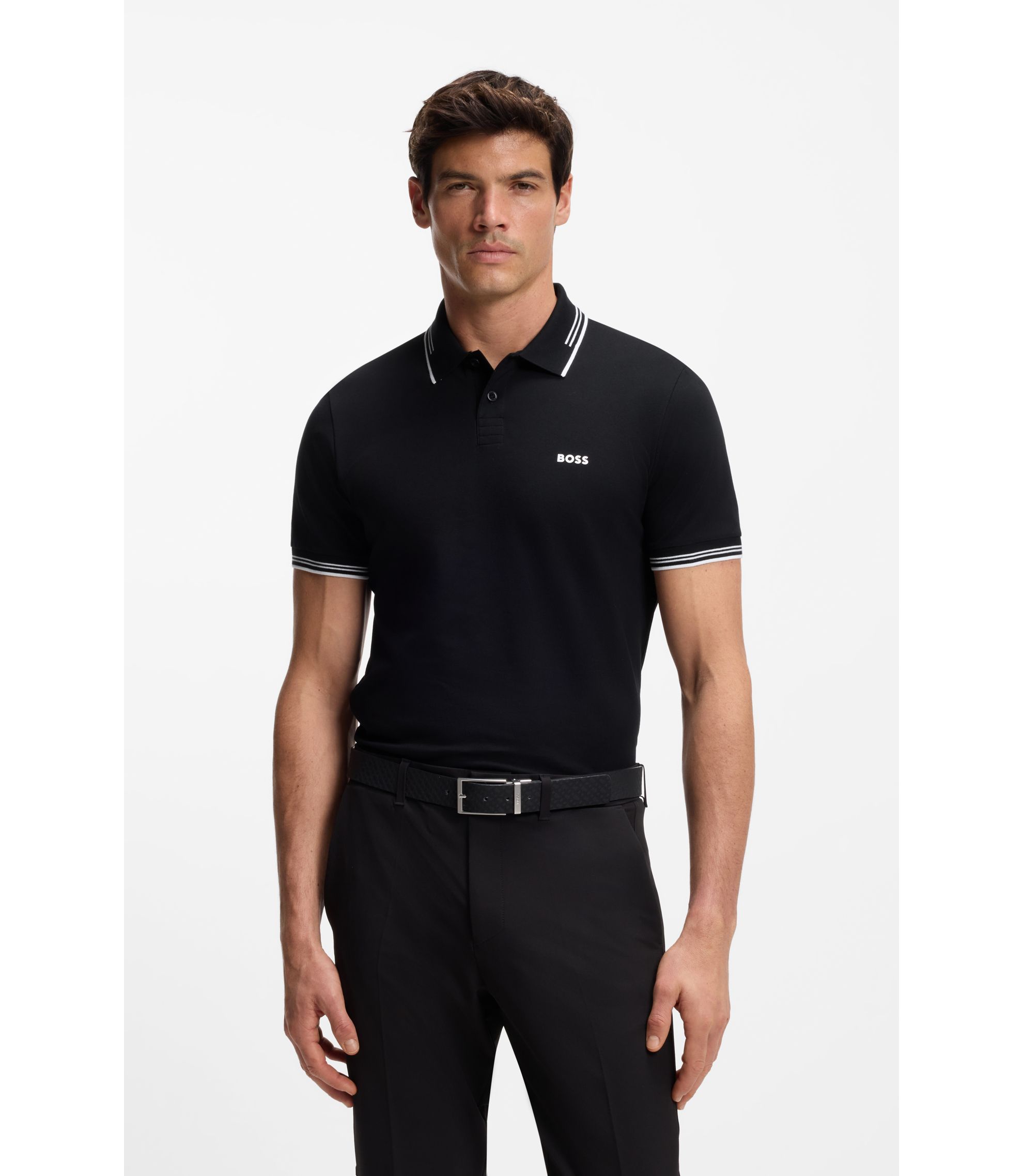 Slim-Fit Poloshirt aus Stretch-Baumwolle mit Branding