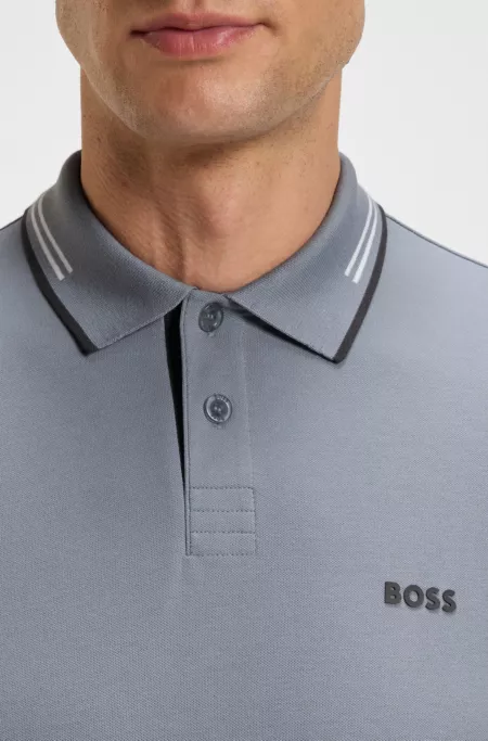 Stretch-cotton slim-fit polo shirt with branding