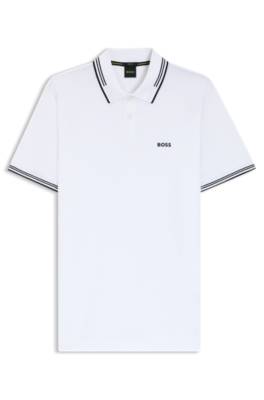 Stretch-cotton slim-fit polo shirt with branding