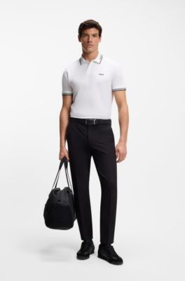Slim-fit polo shirt with contrast-stripe details, White