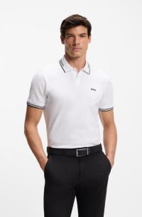 Slim-Fit Poloshirt aus Stretch-Baumwolle mit Branding, Wei&szlig;