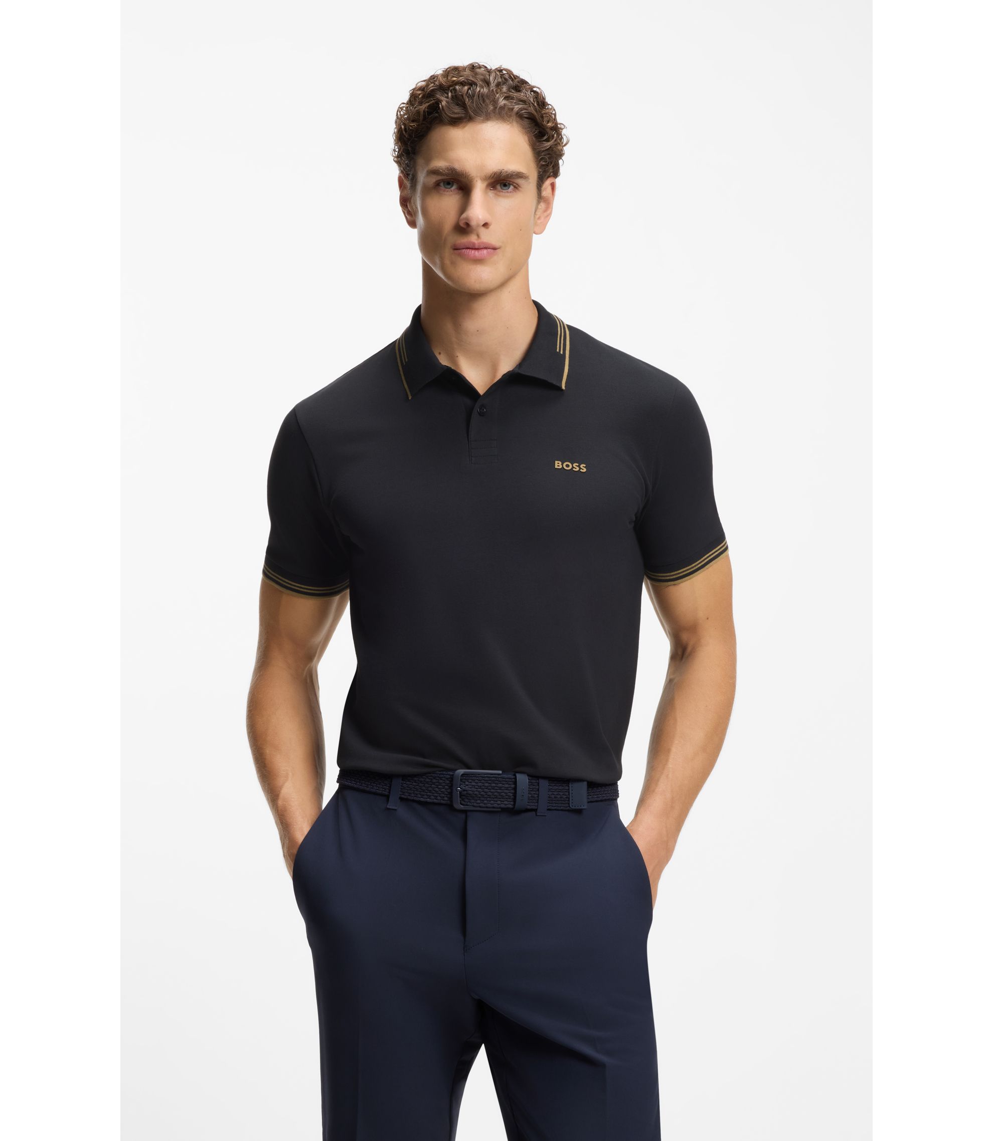 Slim-Fit Poloshirt aus Stretch-Baumwolle mit Branding