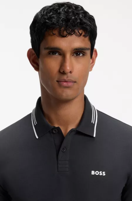 Slim-fit polo shirt with contrast-stripe details