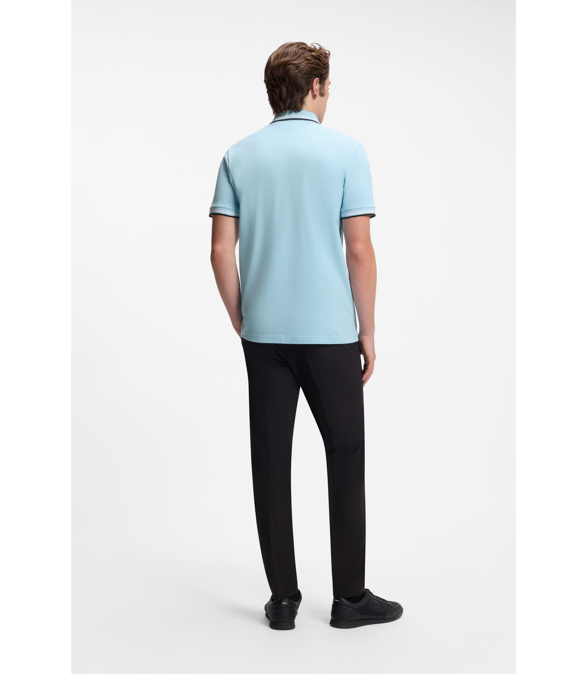 BOSS ポロシャツ Slim Fit ライトブルー BOSS - ストレッチコットン