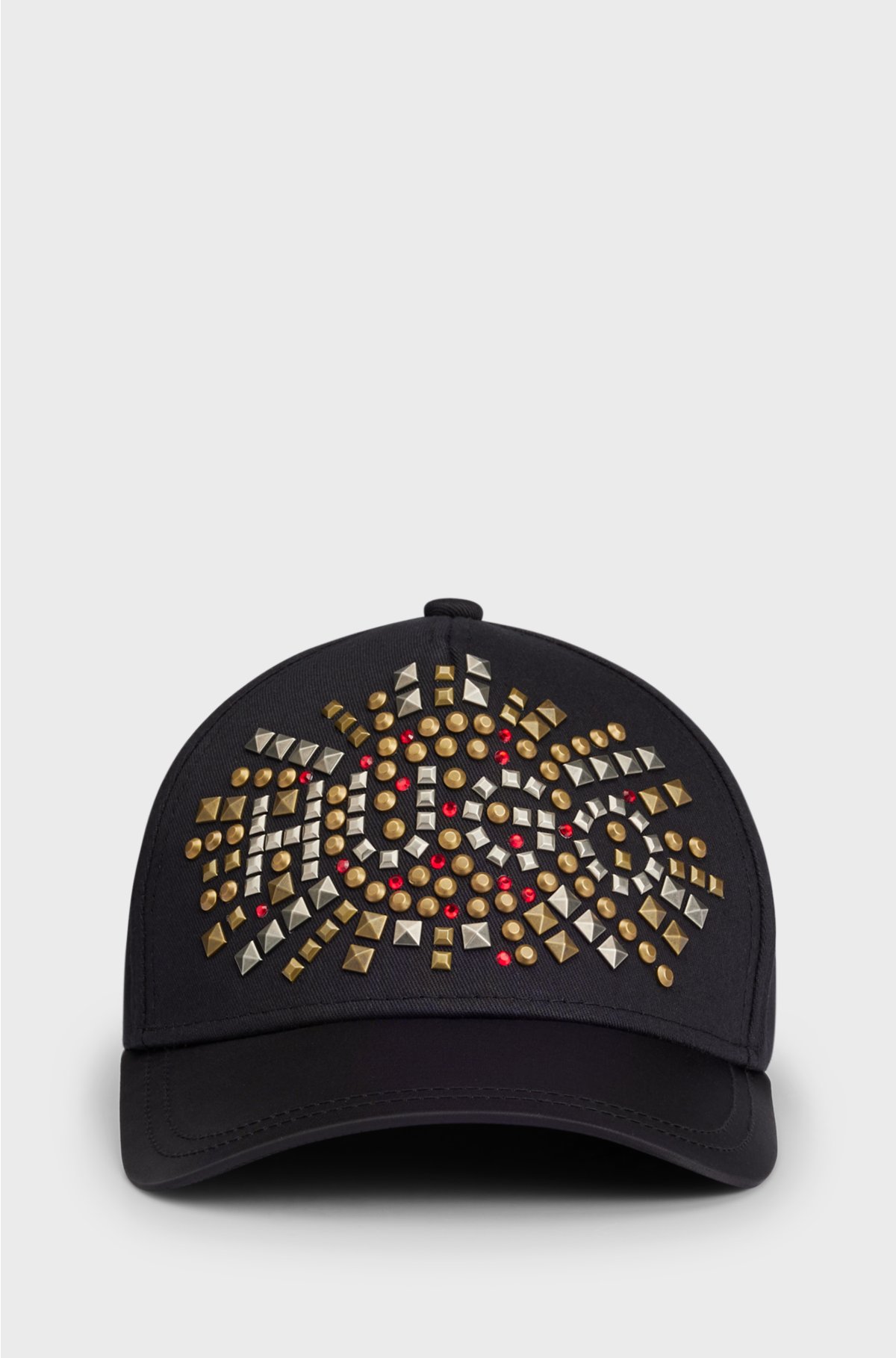 Cotton-twill cap with logo stud artwork, Black