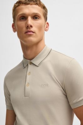 POLO SLIM FIT EN PIQUÉ DE COTON AVEC LOGO TON SUR TON