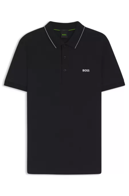 Slim-fit cotton piqué polo shirt with logo