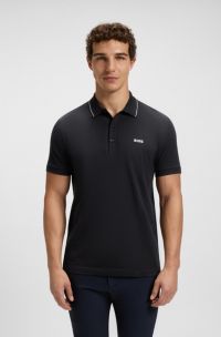 Polo slim fit en piqu&eacute; de algod&oacute;n con logotipo a tono, Azul oscuro