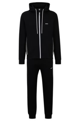 BOSS - Stretch-cotton tracksuit with fabric contrasts
