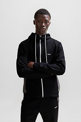 BOSS Stretch cotton tracksuit with fabric contrasts