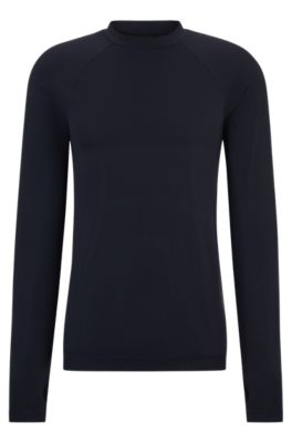 BOSS - Long-sleeved T-shirt with mixed structures