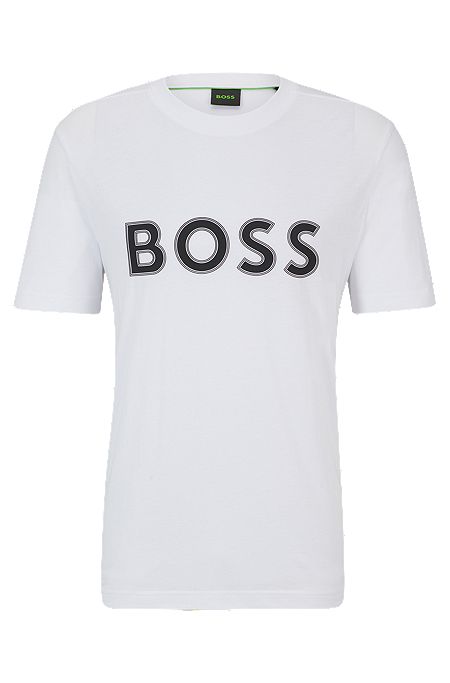 T-shirt Regular Fit en jersey de coton à logo imprimé, Blanc