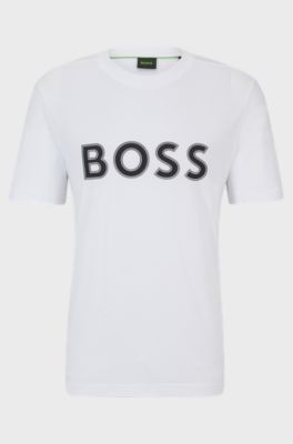 Cotton-jersey regular-fit T-shirt with logo print, White