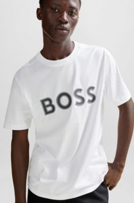white tee with print