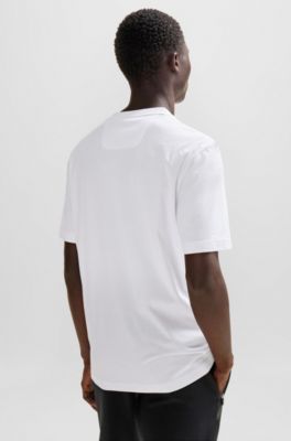 Cotton-jersey regular-fit T-shirt with logo print, White