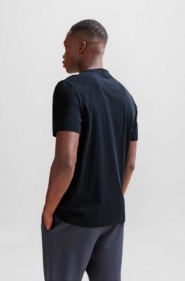 Cotton-jersey regular-fit T-shirt with logo print, Dark Blue