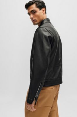 BOSS - レギュラーフィット ジャケット グレインレザー 