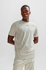 T-shirt Slim Fit en tissu stretch avec motif réfléchissant décoratif, Beige clair