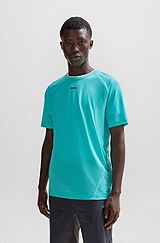 T-shirt Slim Fit en tissu stretch avec motif réfléchissant décoratif, Turquoise