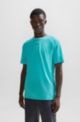 Super-stretch slim-fit T-shirt with decorative reflective artwork, Turquoise
