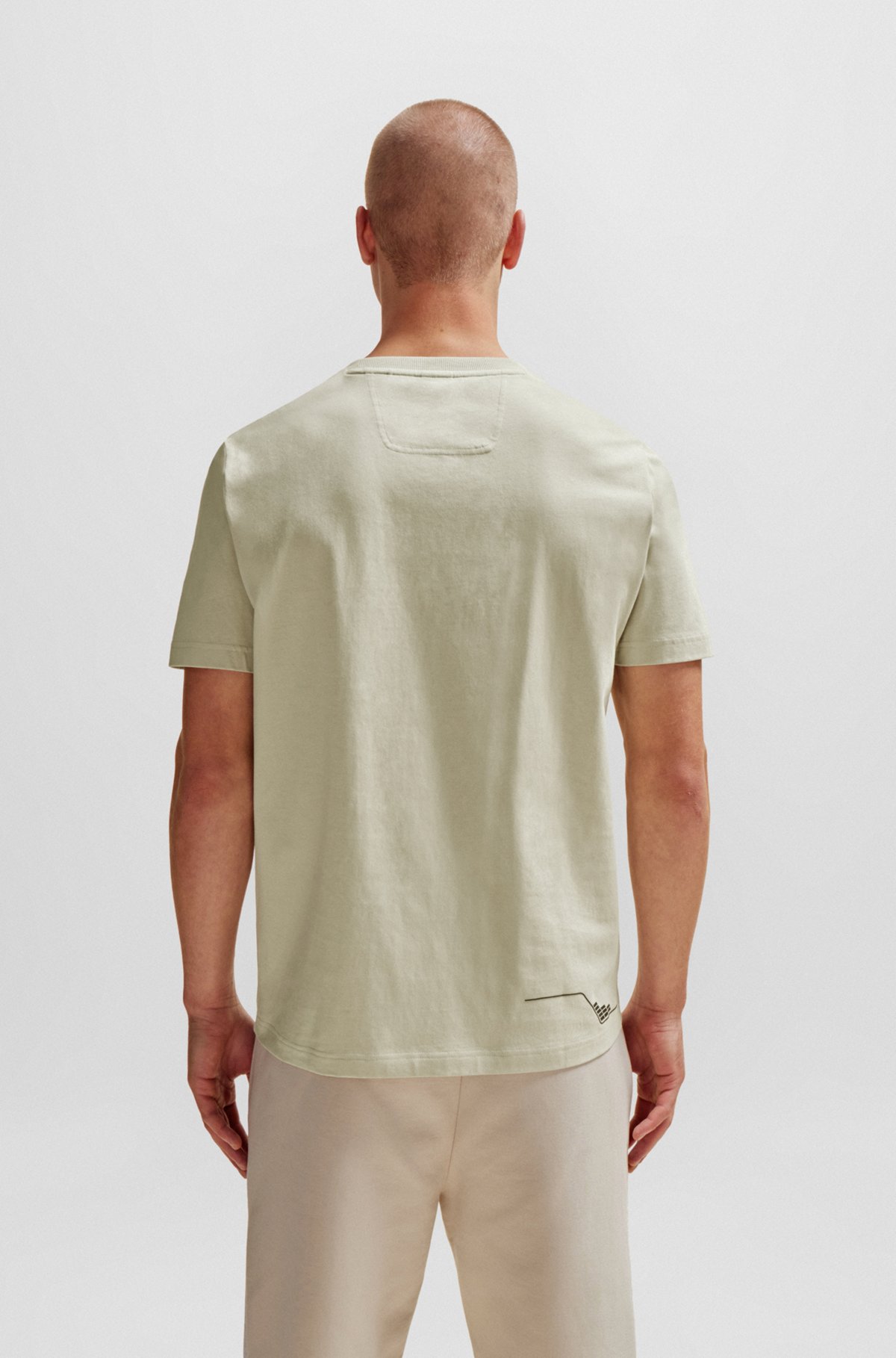 Cotton-jersey T-shirt with crew neck and seasonal artwork, Light Beige