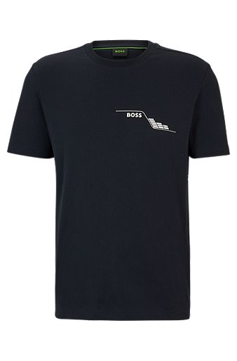 T-shirt med crew neck i bomuldsjersey med sæsonbetonet grafik, Mørkeblå