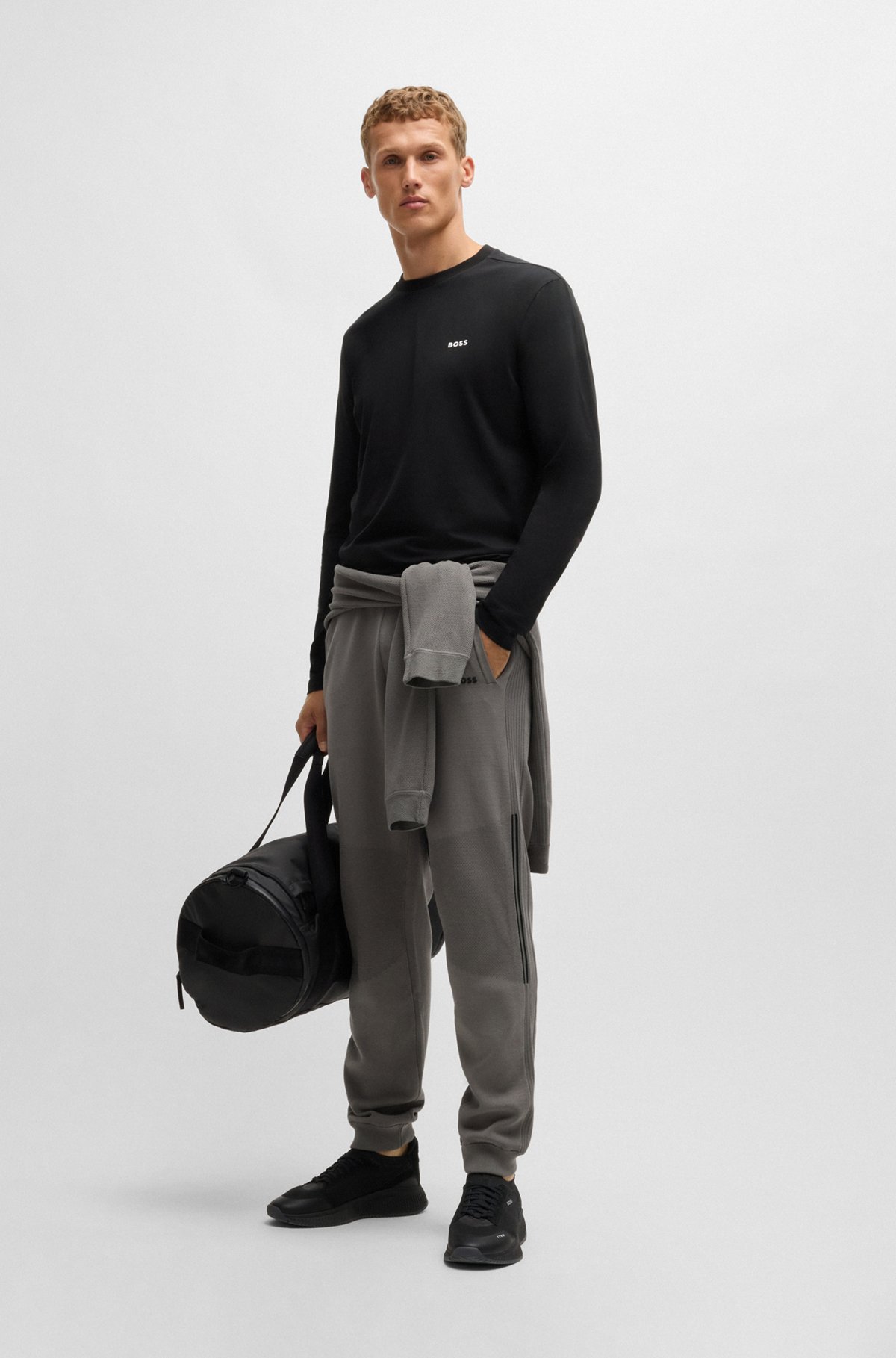 BOSS - ロングスリーブTシャツ ストレッチコットン コントラスト BOSS - ロングスリーブTシャツ ストレッチコットン コントラスト