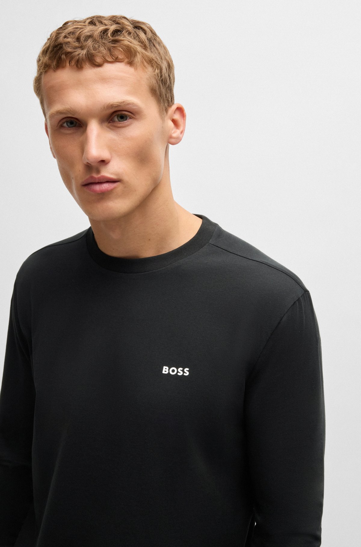 BOSS - ロングスリーブTシャツ ストレッチコットン コントラスト BOSS - ロングスリーブTシャツ ストレッチコットン コントラスト