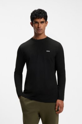 Stretch-cotton T-shirt with contrast logo
