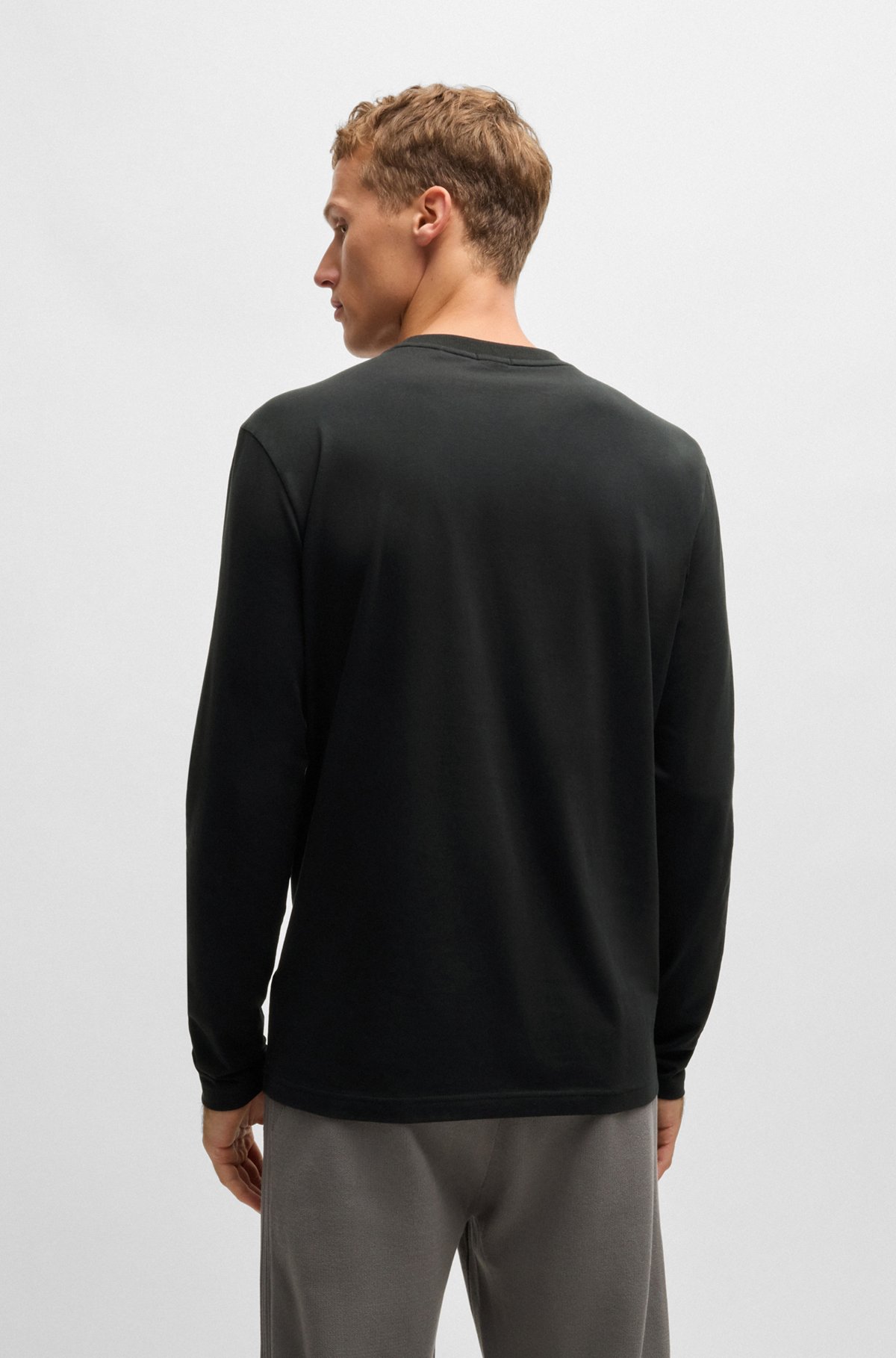 BOSS - ロングスリーブTシャツ ストレッチコットン コントラスト BOSS - ロングスリーブTシャツ ストレッチコットン コントラスト