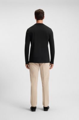 Stretch-cotton T-shirt with contrast logo, Black