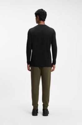 Stretch-cotton T-shirt with contrast logo, Black