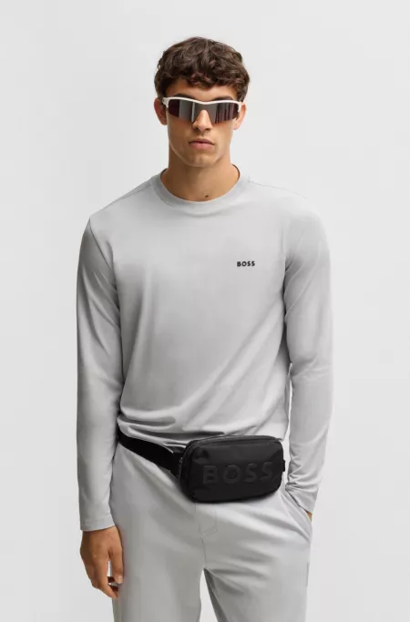 Long-sleeved T-shirt in stretch cotton with contrast logo