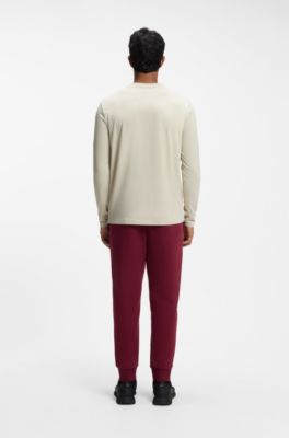 Stretch-cotton T-shirt with contrast logo, Light Beige