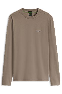 Stretch-cotton T-shirt with contrast logo