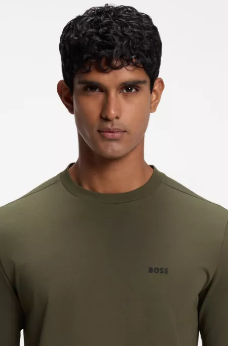 T-shirt en coton stretch à logo contrastant