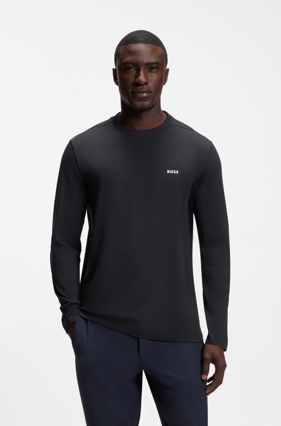 Stretch-cotton T-shirt with contrast logo