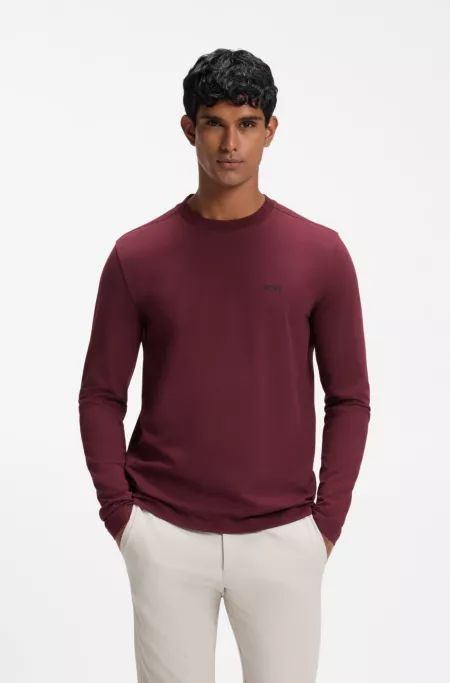 T-shirt en coton stretch à logo contrastant