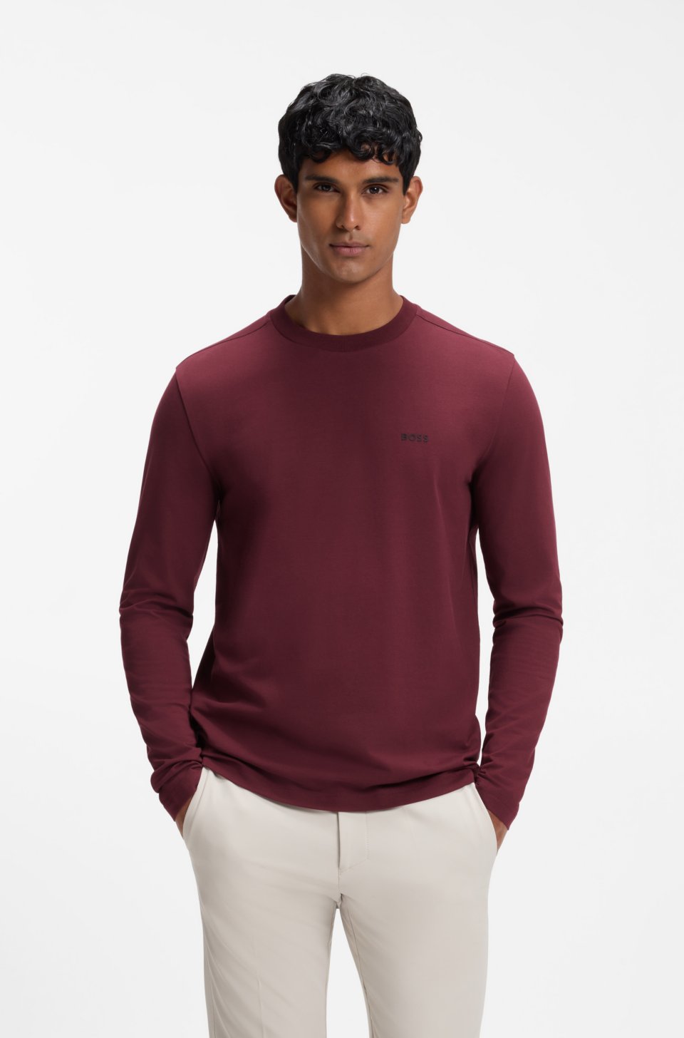 Stretch-cotton T-shirt with contrast logo
