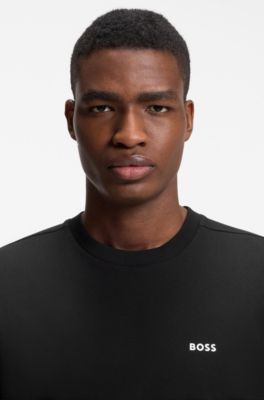 Stretch-cotton T-shirt with logo detail, Black