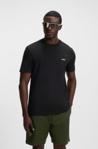 T-shirt Regular en coton stretch avec logo contrastant, Noir