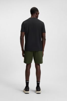 Stretch-cotton T-shirt with logo detail, Black