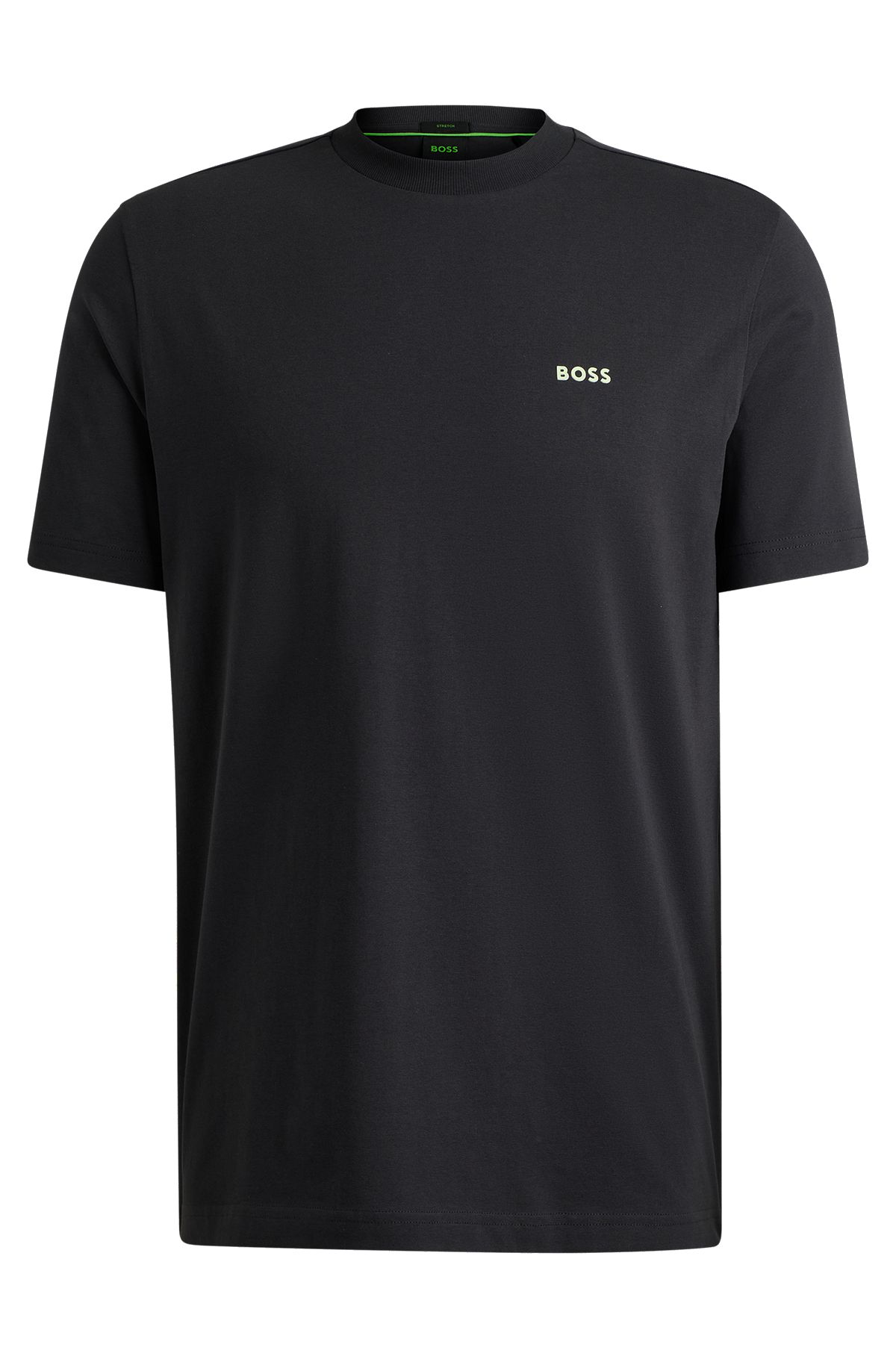 Regular-fit T-shirt van stretchkatoen met contrasterend logo, Donkergrijs