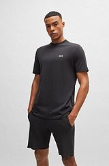 Stretch-cotton regular-fit T-shirt with contrast logo, Dark Grey