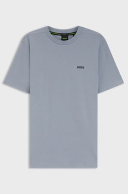 T-Shirt aus Stretch-Baumwolle mit Logo-Detail, Grau