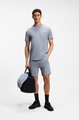 Stretch-cotton T-shirt with logo detail, Grey