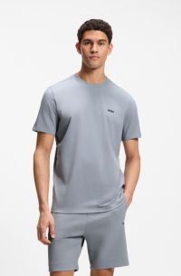 Stretch-cotton T-shirt with logo detail, Grey