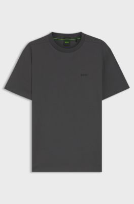 Stretch-cotton T-shirt with logo detail, Dark Grey