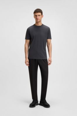 Stretch-cotton T-shirt with logo detail, Dark Grey